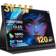 UPERFECT 16” OLED 120Hz Gaming Monitor 2880x1800 3K Portable Monitor 100% DCI-P3
