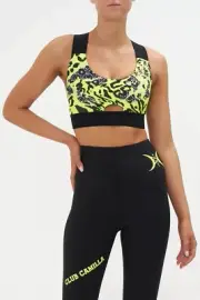 Camilla Jaquard Elastic Strap Bra with Centre Front Cut Out Size L