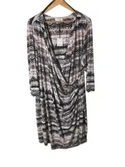 Calvin Klein Dress Women's Size 3X Tan Snake Print Deep V-Neck Midi