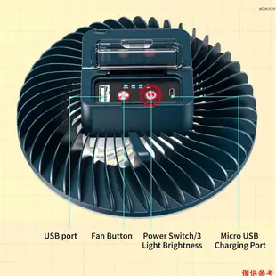 【Mihappyfly】LED 吊扇 2 合 1 野營帳篷風扇帶掛鉤背磁 LED 吊扇戶外露營辦公車應急學生宿舍