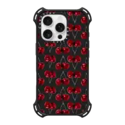iPhone 16 Pro Bounce Case MagSafe Compatible Modern Cherries Red and Gray Fruity Pattern on Charcoal Black
