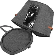 Parliky Round Hat Carrier Case with Transparent Panel Portable Hat Storage Box with Lid for Travel Scarves Convenient and Easy to Carry Grey