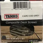 TAMKO 10 x 2-1/2" Star Drive CAPE COD GREY Composite Deck Screws (350 pcs)