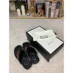 GUCCI 古馳 條紋拖鞋 經典綠紅配色 防滑 義大利製 歐碼7 二手美品