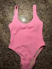 nwt cotton on pink crinkle cut cheeky 1 piece swimsuit sz m