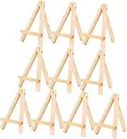 TEHAUX 10pcs Wooden Triangle Mini Easel Compact Desktop Display Rack for Paintings Cards Photos Sturdy Natural Craft for Home Studio and Creative Projects