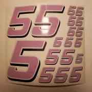 Lavender w/white & black #5's Racing Numbers Vinyl Decal Sheet 1/10-1/12 slash