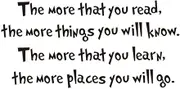 The More That You Read The More Things You Will Know -Dr.Seuss Wall Sticker Art Quote Decals Home Decor (22.4''x11'')