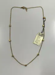 Vintage Crown Trifari Necklace gold tone Cable Chain With Small Cubes New Unworn