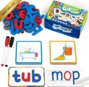 Magnetic Short Vowel CVC Flashcards & ABC Letters - Montessori Toy