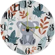 Cute Koala Baby Wall Clocks, Battery Operated Silent Wall Clock for Bedroom Living Kitchen Office Home Art Decor