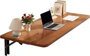 EqiEch Wall Mounted Folding Table Mounted Floating Table,Wall Mounted Folding Table Folding Wall Tables Dark Walnut Wood Stain Wall Mounted Desk for Wall Laundry Room Bar Home Office Small Space