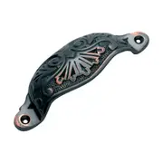 3562 Drawer Pull Ornate Cupped Antique Copper H35xL110mm