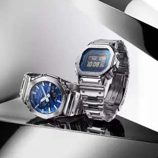 【CASIO 卡西歐】G-SHOCK 全金屬智慧太陽能錶 藍44.4mm(GM-B2100AD-2A)