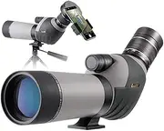 20-60x80 Zoom Spotting Scope HD 24mm BAK4 Angled Big Eyepiece Dual Focus Telescope Adapter Waterproof Scope for Bird Watching Wildlife Target Shooting Hunting