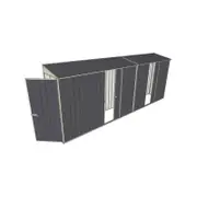 Build-a-Shed 0.8 x 5.2 x 2m Single Hinged Door Skillion Shed with Dual Single Sliding Side Doors - Grey