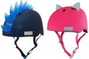 Krash! Skull Maze Blue LED & Bright Meow Pink Bike Helmet Youth 8+ (54-58cm) NEW