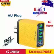 AU Plug Fast Charger 6 IN 1 6 Ports Multi Charger USB Fast Wall Charging Adapter