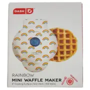 Dash Rainbow Print Mini 4 inch Waffle Maker Nonstick PFOA Free NEW IN BOX