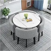 5 Piece Modern Style Kitchen Dining Set with Soft Backrest Seats Includes Breakfast Bar Table 4 Chairs Ideal for Home Apartment Coffee or Living Room Round Table Design Available in Various