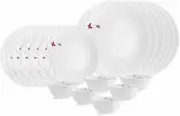 Cello Opalware Dazzle Lush Fiesta Dinner Service Set 18 PCs White Dinnerware