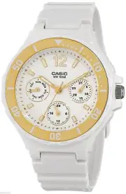Casio LRW-250H-9A1 Ladies White Analog Watch 3 Circles Date Neo Display 100M New
