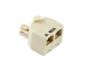 Modular Double RJ12 Adaptor Plug to 2 x RJ12 Sockets