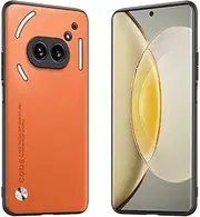 Longstong Mobile Phone Case Suitable for NothingPhone (2A) / Nothing Phone 2A (6.7 inches), Code Series Metal Leather Case Protective Cover - Orange