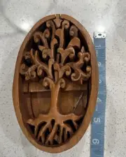Tree Of Life Secret Puzzle Stash Box Jewelry Box Hand Carved Wood Carving