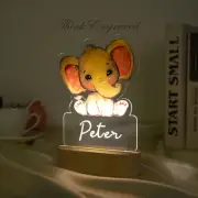 Custom Personalized Kids Name Night Light Red or Blue Elephant Name Light