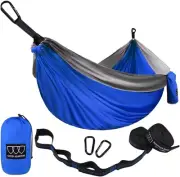 Camping Hammock Portable Single Hammock Camping Accessories Blue & Grey