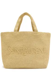 Saint Laurent Logo Raffia Tote - Natural ONE SIZE