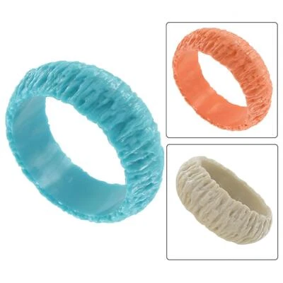 Round Textured Bangle Bracelet Womens Standard Size Choice Off White Blue Orange