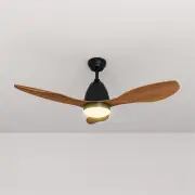 1200mm DC With 3 Colors LED Light 3 Blades Ceiling Fan, 1200 / Wooden Blade Black Motor