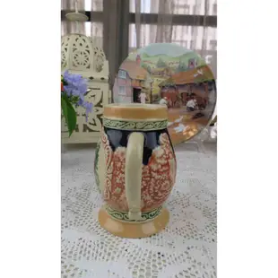 紫丁香歐陸古物雜貨♥德國1950年代黑森林風情畫立體浮雕陶瓷啤酒杯.馬克杯一個