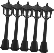 Set of 5 Miniature Street Light Props Plastic Solar Garden Light for DIY Railway