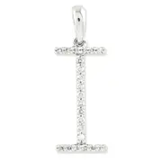 14k White Gold Diamond Initial I Pendant