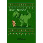 HAPPY CHRISTMAS: DINO LOVE I JOURNAL FOR WRITING I COMPOSITION BOOK I DOTGRID PAPER I WITH INTEGRATED PAGE NUMBERS L NARROW RULED I DIA