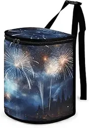 Car Garbage Bag, New Year Pyrotechnics Print Car Trash Can Car Trash Bag Car Garbage Organizer Car Garbage Can with Lid