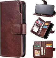 [Czhwsm] Compatible for Case Samsung Galaxy A73 (5G) Magnetic Leather Case Wallet Phone Case with Bracket Card Holder Case+2X Tempered Glass Screen Protector-Brown