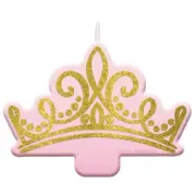 DISNEY PRINCESS ONCE UPON A TIME GLITTERED CROWN CANDLE BIRTHDAY PARTY
