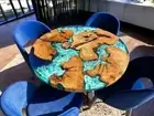 30" Round Epoxy Resin Wood Coffee Corner Side Table Top Bar Table Top Furniture