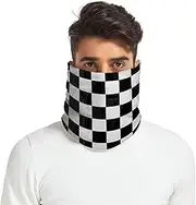 [Caihoyu] Winter Neck Warmer for Women and Men Thicken Knitted Windproof Ski Face Scarf Cold Weather Outdoor Sports Black and White Square Scotland Buffalo Plaid Tartan Check, Multicolor