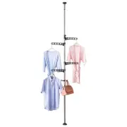 Adjustable Laundry Pole Metal Clothes Drying Rack Coat Hanger Garment Stand DIY