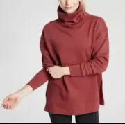 Athleta 24/7 Funnel Neck Sweatshirt Size Small Maple Red NWT #502851