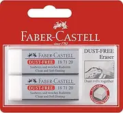 Faber-Castell Dust-Free Eraser White 2 Pack, (82-187165)