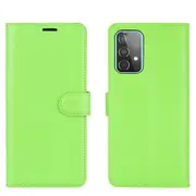 For Samsung Galaxy A52 5G / 4G Lychee Folio Protective Case, Kickstand, Wallet, Green