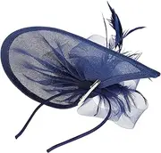 [LIFKOME] Unique Mini Top Hat with Headband Mesh Fascinator for Women Ideal for Tea Parties Banquets Celebrations Dark Blue