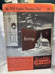 Vtg Christmas Easi-Bild Outdoor Christmas Card (Build it yourself) 1955 NEW #592