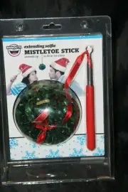 Extending Mistletoe Selfie Stick by Big Mouth extends to 30 inches for a kiss